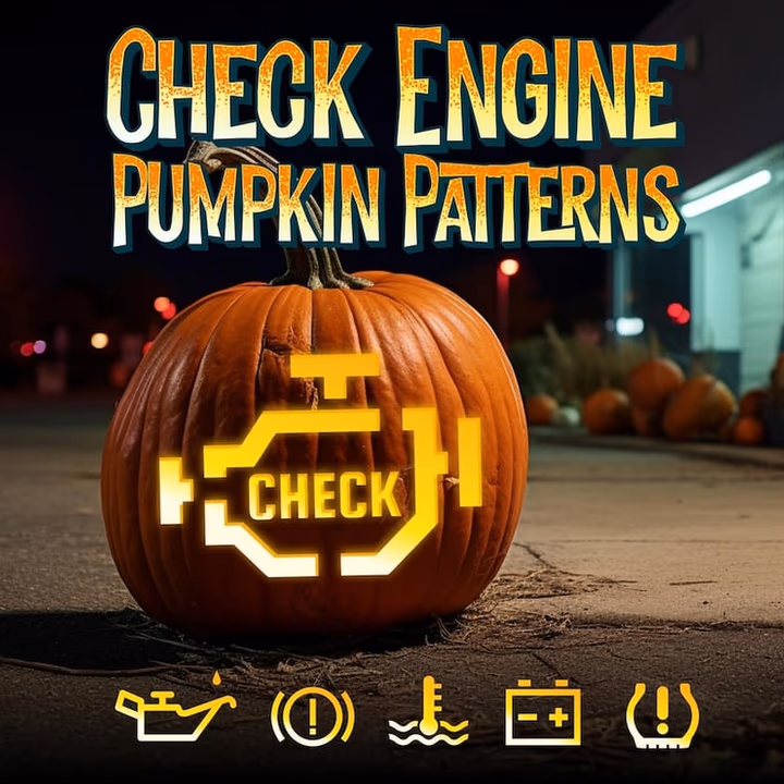 Check Engine pumpkin carving stencil