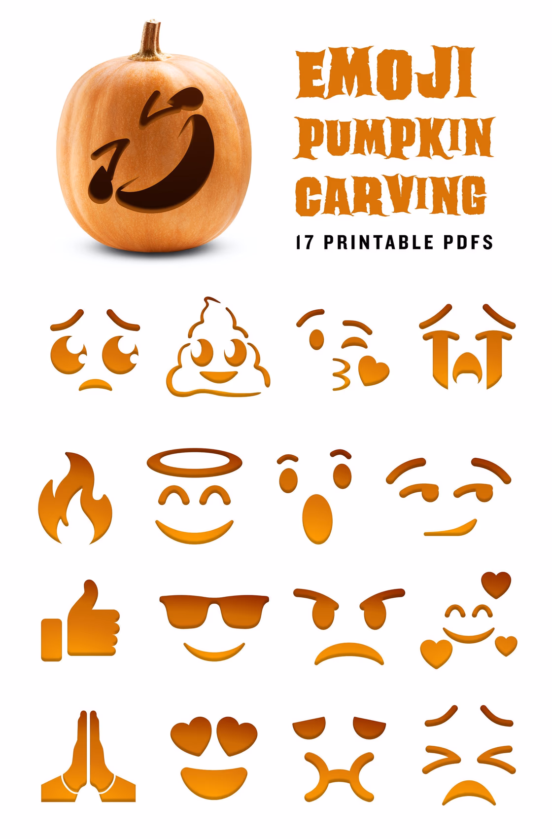 Emoji pumpkin carving stencil