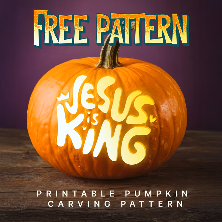 Jesus Is King pumpkin carving stencil