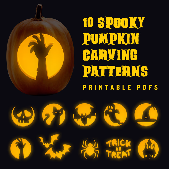 Spooky pumpkin carving stencil