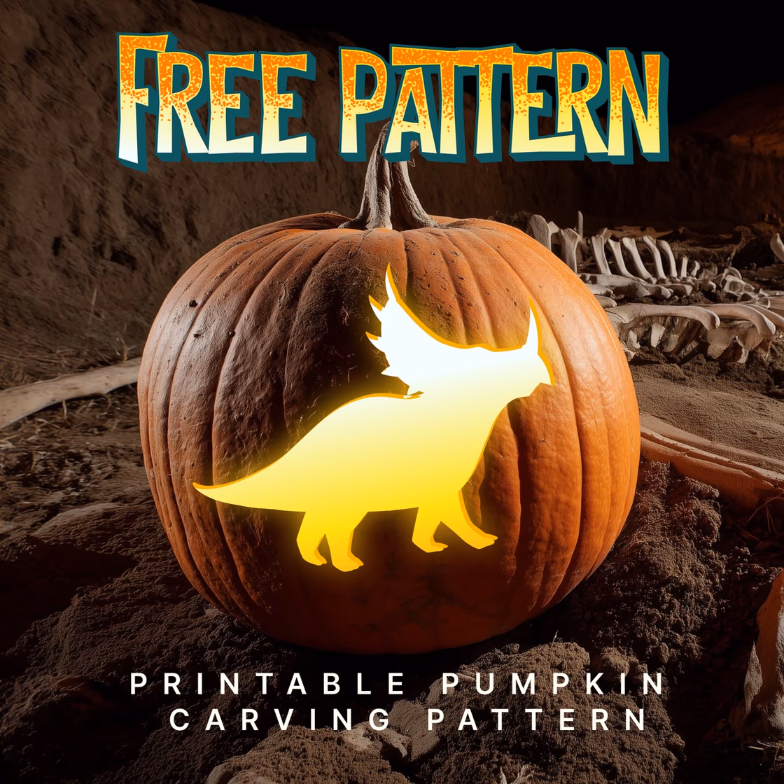 Styracosaurus Dinosaur pumpkin carving stencil